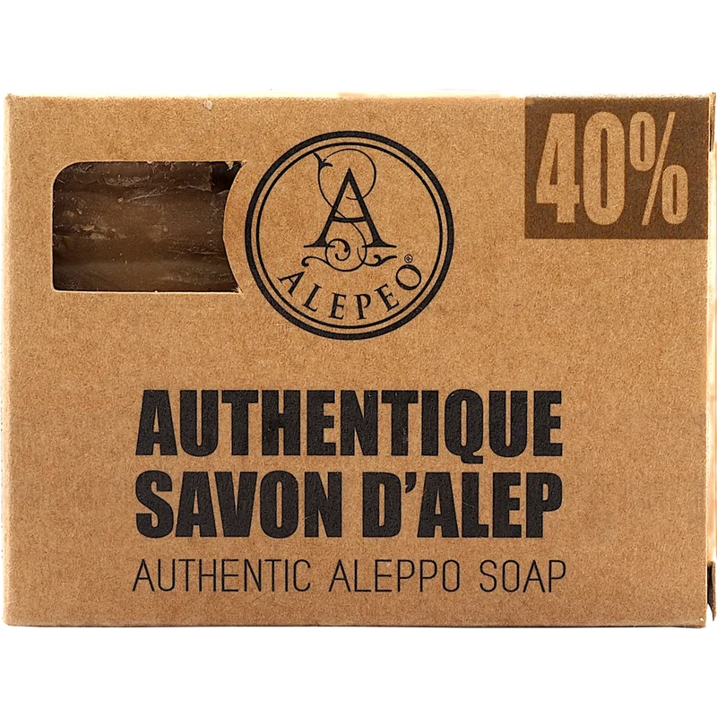 Aleppo Seife 40% Lorbeeröl – Original handgesiedete Olivenölseife – traditionelle Haar- & Körperseife – 200 g
