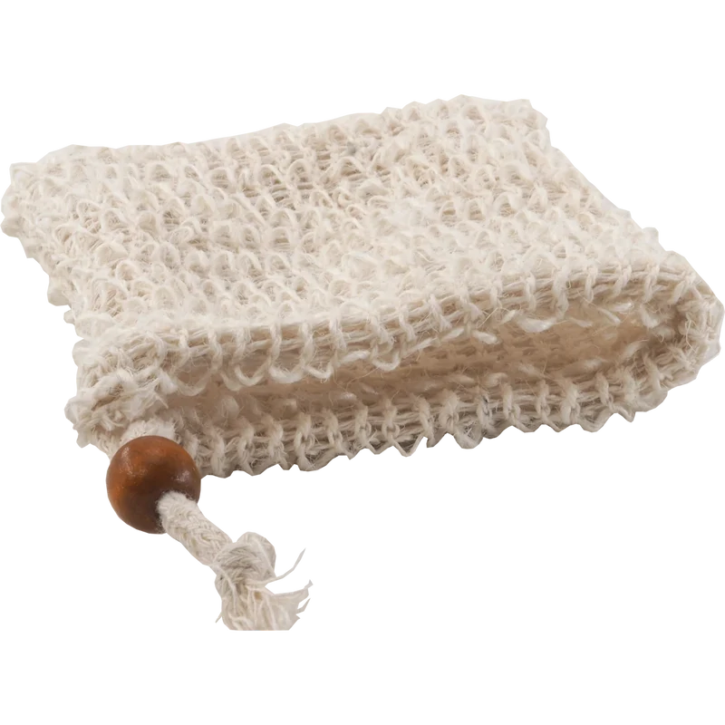 Seifensäckchen aus Baumwolle & Sisal mit Kordelzug und Holzperle – Nachhaltiger Seifenbeutel für feste Seife – Peeling & Aufbewahrung