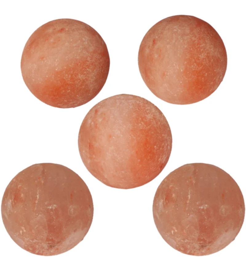 Rosa Salz Massage- & Badekugel 5er Set Ø 3 cm – 100 % naturreines Himalaya-Kristallsalz für Massage, Hautpflege & Wellness – ideal für Rücken, Nacken, Hände & Fußmassage