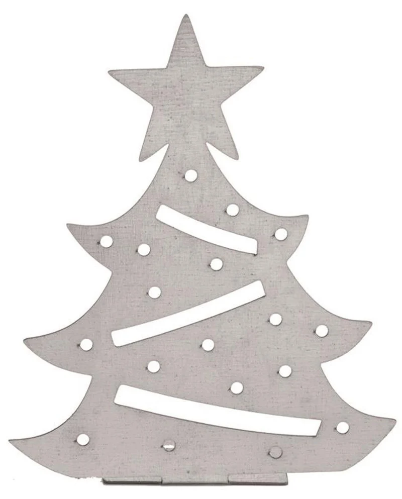 Tannenbaum aus Stahlblech silberfarben 7,5x6x2 cm – Dekobaum für Weihnachten, Winterdeko & Tischdeko – moderner Metall-Weihnachtsbaum