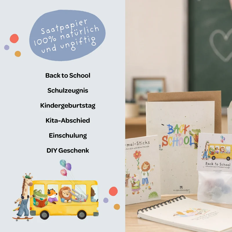 Glückwunschkarte zur Einschulung - Bus