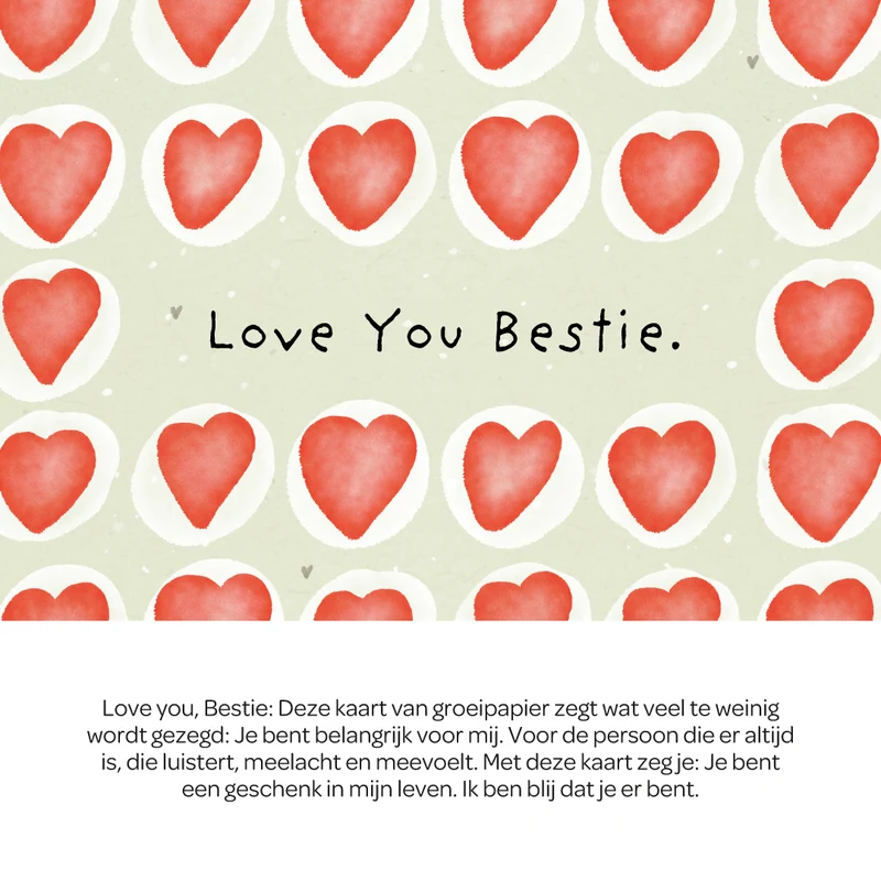 Wenskaart – Love you bestie!