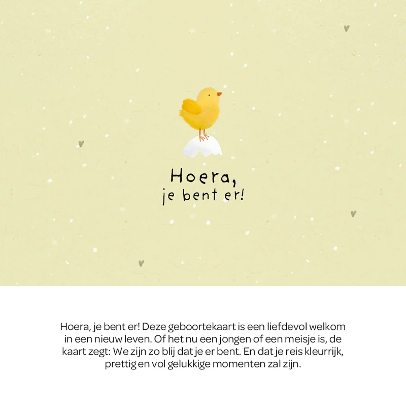 Wenskaart - Hoera, je bent er!
