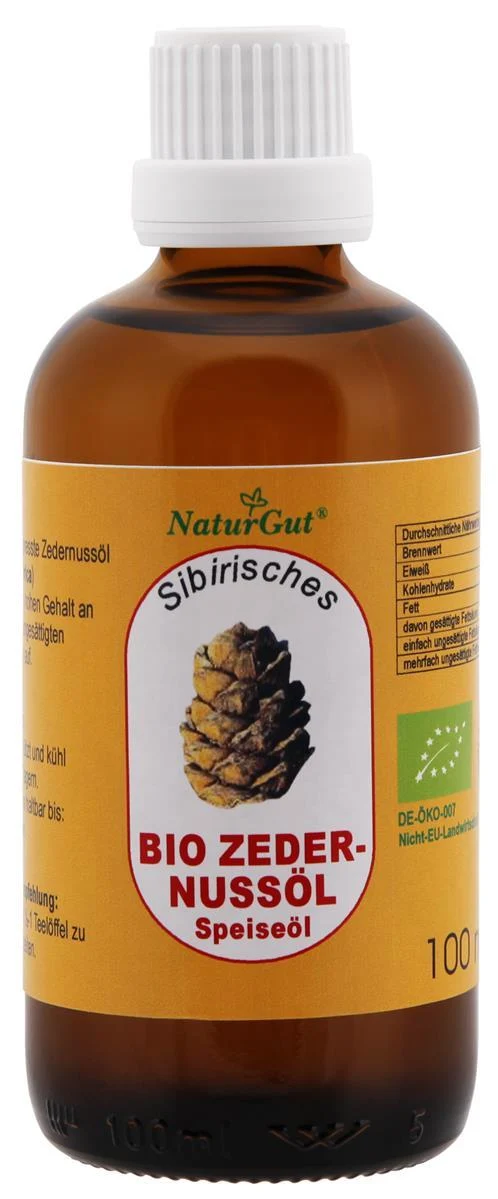 Bio Zedernussöl (Pinus sibirica) 50 ml Kaltgepresstes Öl mit Vitamin E