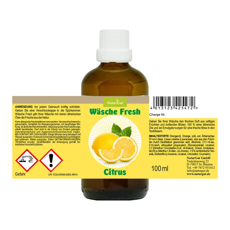 Wäsche Fresh Citrus 100ml Wäscheduft Wäscheparfüm Duft Konzentrat Zitrusduft
