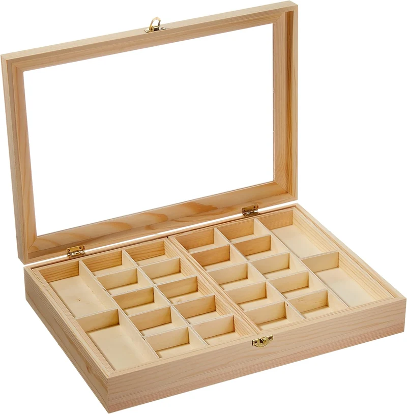 Schmuckkästchen Holz groß 40 x 28 x 7,5 cm | FSC-zertifizierte Holzbox zum Bemalen & Gestalten | Schmuckbox für Ringe, Ketten & Accessoires | DIY Bastelbox