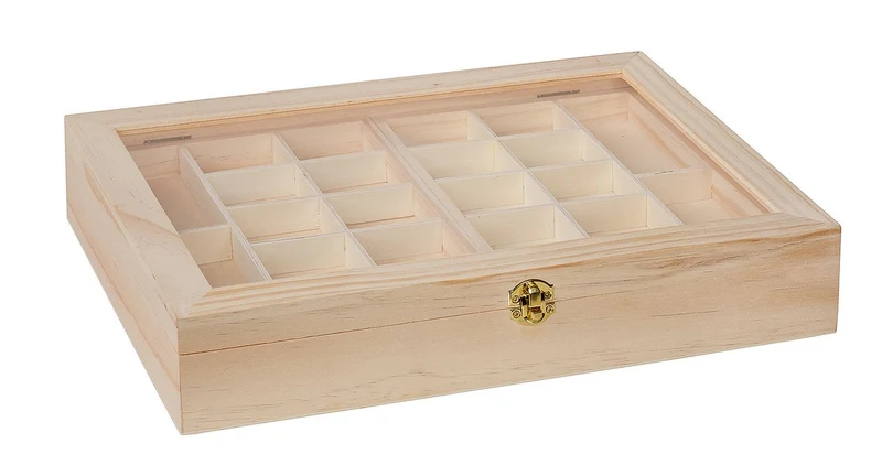 Schmuckkästchen Holz groß 40 x 28 x 7,5 cm | FSC-zertifizierte Holzbox zum Bemalen & Gestalten | Schmuckbox für Ringe, Ketten & Accessoires | DIY Bastelbox