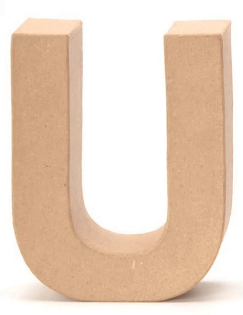 Papp Buchstabe U 17,5x5,5cm Alphabet Initialien Deko PappArt Druckbuchstabe