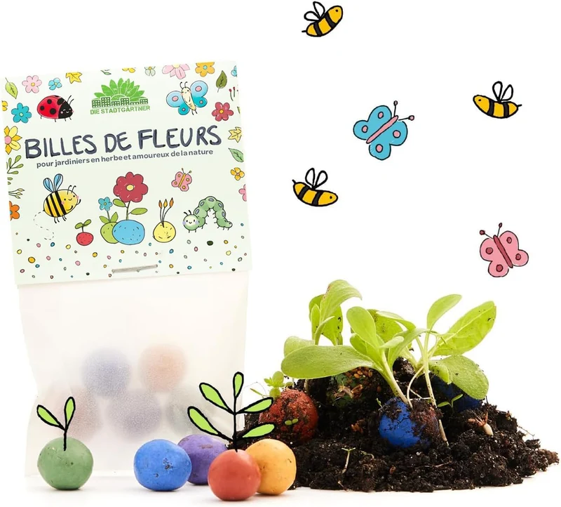 Lot de 10 x 5 billes de fleurs colorées pour enfants