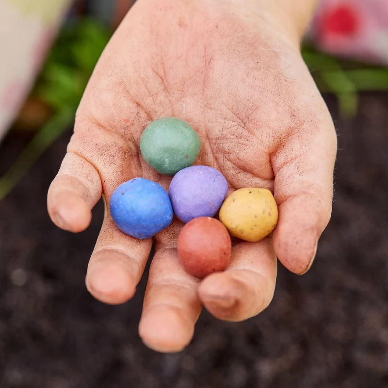 5 Blumenmurmeln im Tütchen zur Einschulung "Hipp Hipp Hurra!"