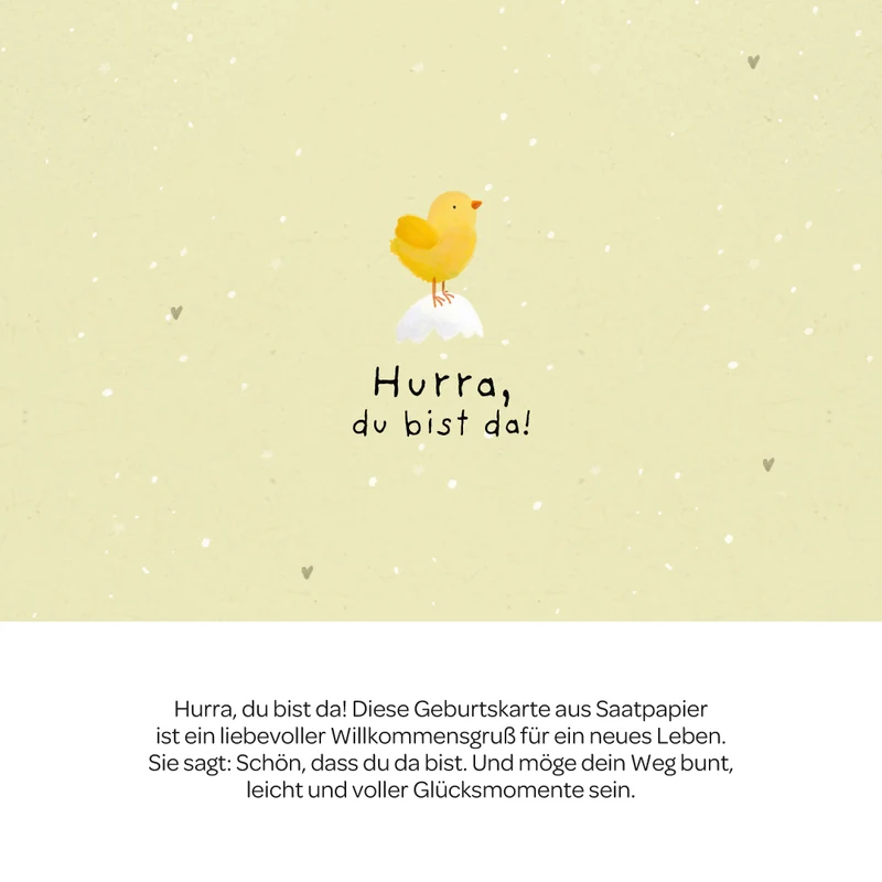 Grußkarte - Hurra, du bist da!