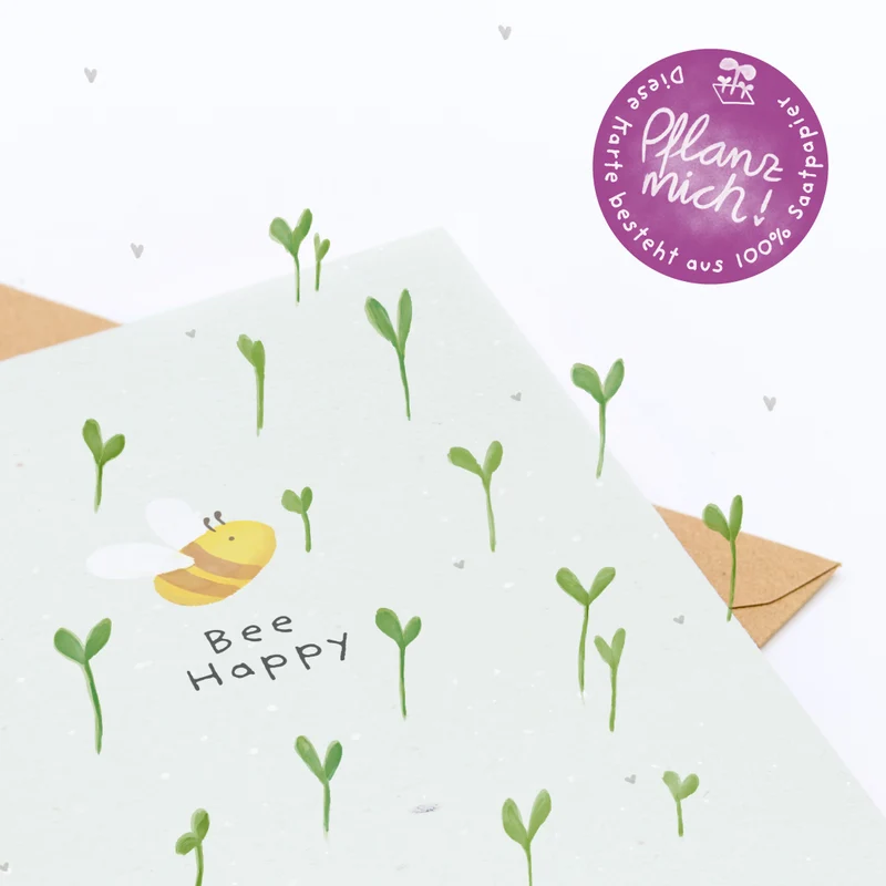Grußkarte - Bee Happy