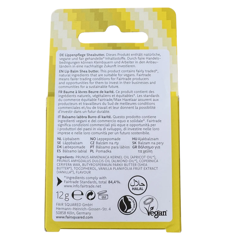 FAIR SQUARED Lip Balm Shea - Vegan & Halal, 12 g