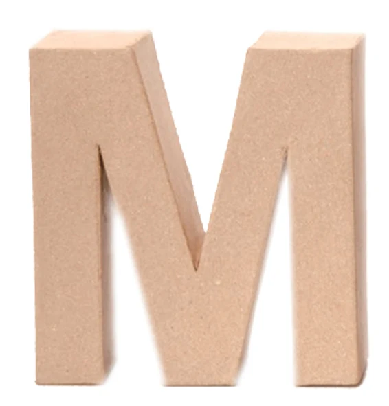 Papp Buchstabe M 17,5x5,5cm Alphabet Initialien Deko PappArt Druckbuchstabe