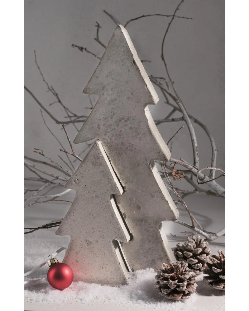 Gießform Tannenbaum 14 x 29 cm | Flexible Weihnachts-Gießform aus PE/LDPE | Für Beton, Gießmasse, Wachs, Seife & Schokolade | Lebensmittelecht