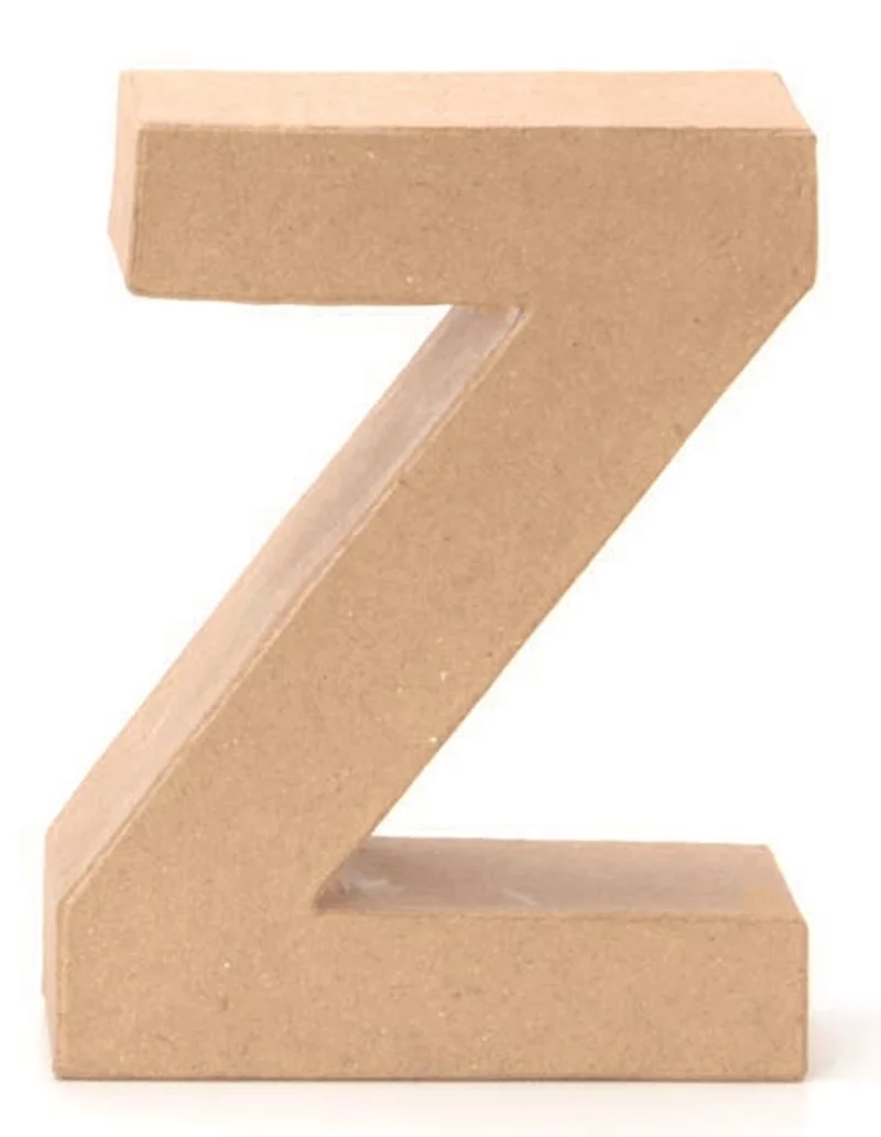 Papp Buchstabe Z 17,5x5,5cm Alphabet Initialien Deko PappArt Druckbuchstabe