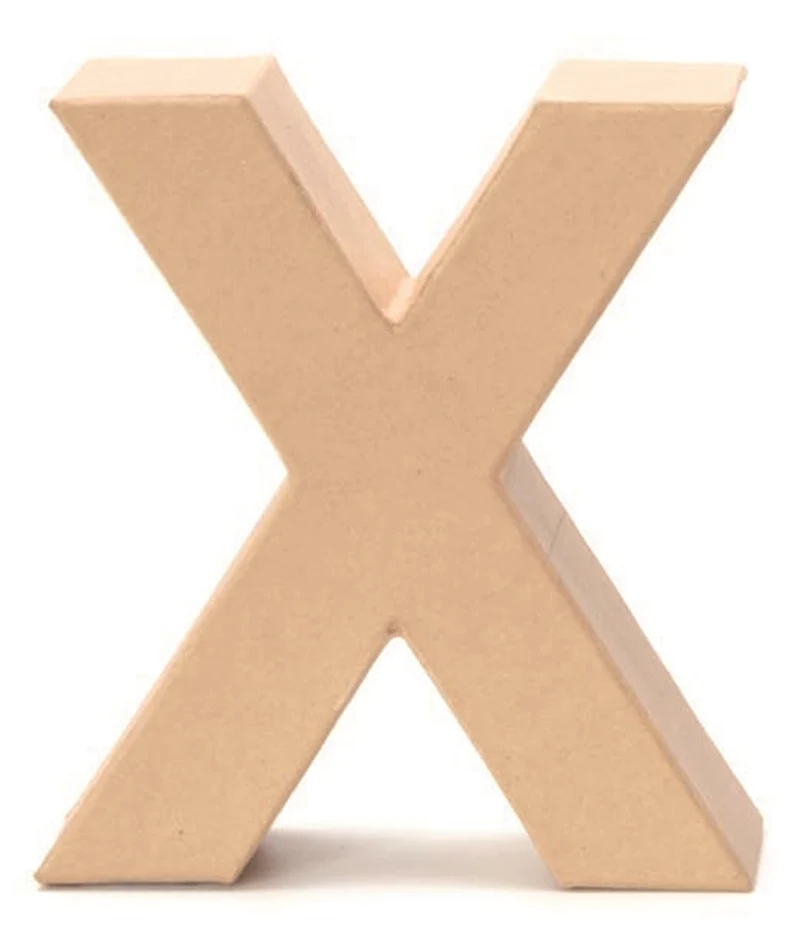 Papp Buchstabe X 17,5x5,5cm Alphabet Initialien Deko PappArt Druckbuchstabe
