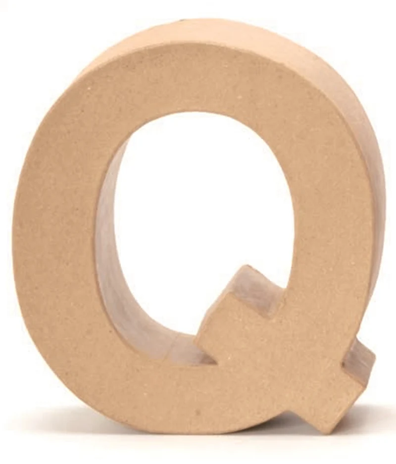 Papp Buchstabe Q 17,5x5,5cm Alphabet Initialien Deko PappArt Druckbuchstabe