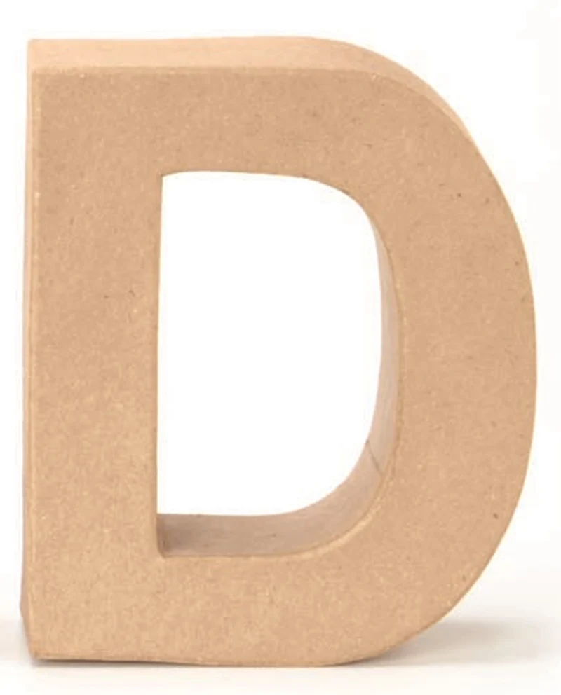 Papp Buchstabe D 17,5x5,5cm Alphabet Initialien Deko PappArt Druckbuchstabe