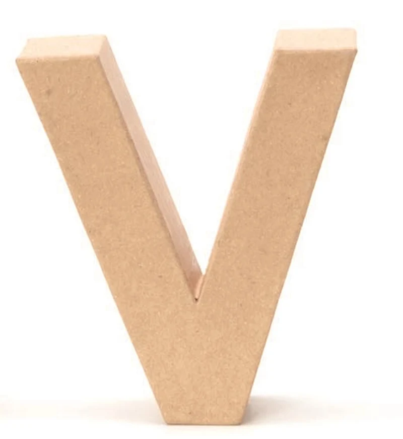 Papp Buchstabe V 17,5x5,5cm Alphabet Initialien Deko PappArt Druckbuchstabe