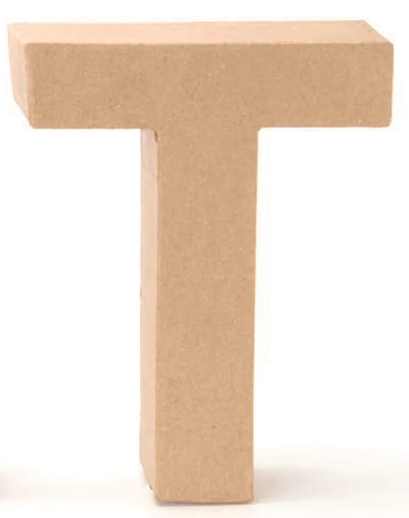 Papp-Buchstabe T 17,5x5,5cm Alphabet Initialien Deko PappArt Druckbuchstabe
