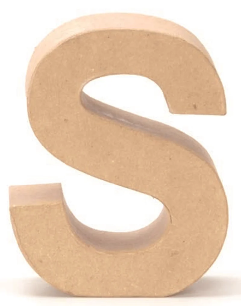 Papp Buchstabe S 17,5x5,5cm Alphabet Initialien Deko PappArt Druckbuchstabe
