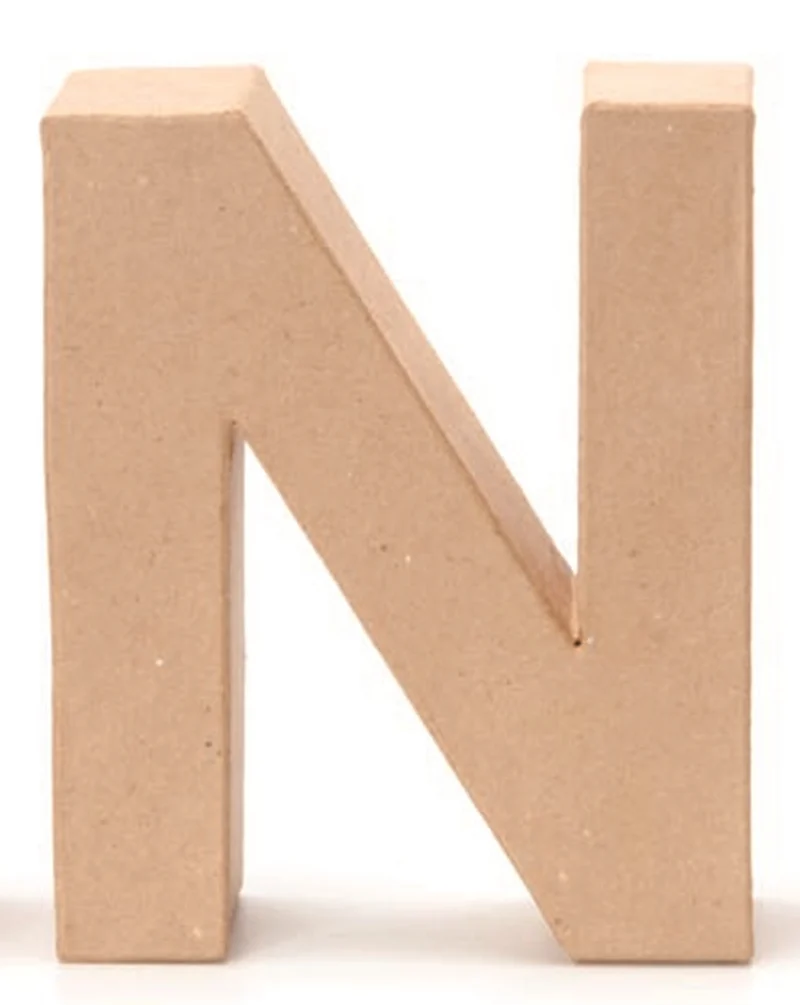 Papp Buchstabe N 17,5x5,5cm Alphabet Initialien Deko PappArt Druckbuchstabe