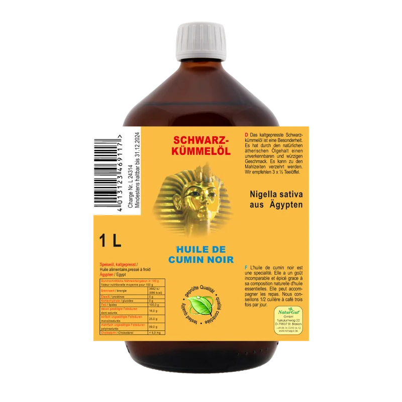 Schwarzkümmelöl 1l Nigella sativa aus Ägypten Schwarzkümmelöl konventionell - Kaltgepresst
