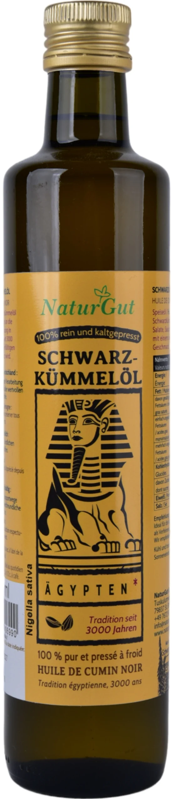 Schwarzkümmelöl 500ml Nigella sativa aus Ägypten Schwarzkümmelöl-konventionell-Kaltgepresst