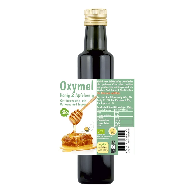 Bio Oxymel Kurkuma und Ingwer 100 ml Getränkezusatz mit Honig & Apfelessig Sauerhonig