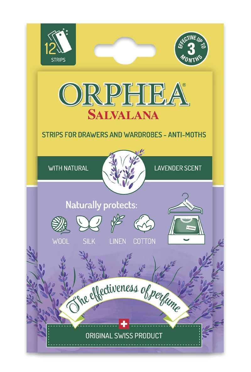 Orphea Anti Moth Strips - Moth Repellent for Wardrobes Drawers Shelves - Lavender Scent (12/pack) - Trade