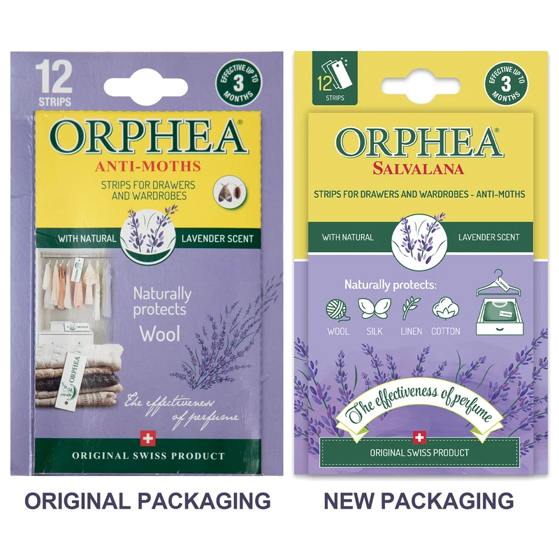 Orphea Anti Moth Strips - Moth Repellent for Wardrobes Drawers Shelves - Lavender Scent (12/pack) - Trade