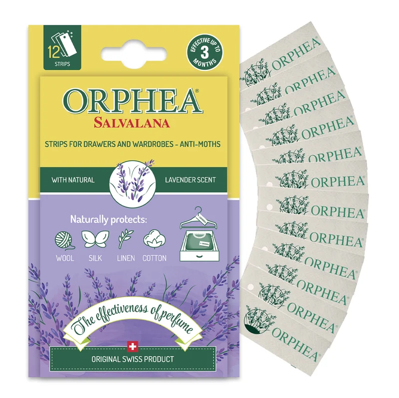 Orphea Anti Moth Strips - Moth Repellent for Wardrobes Drawers Shelves - Lavender Scent (12/pack) - Trade