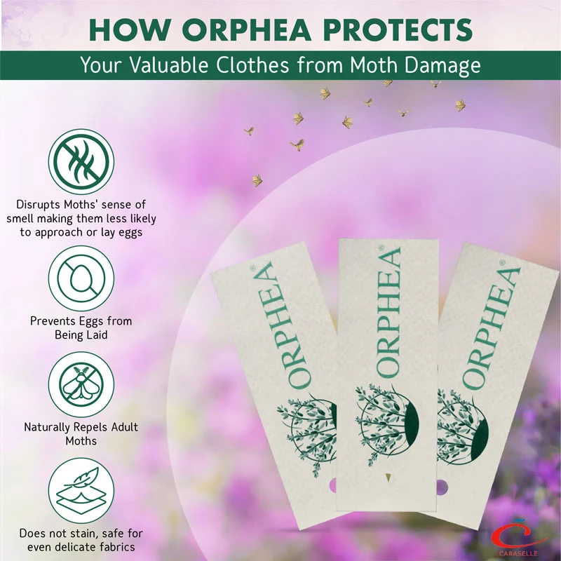 Orphea Anti Moth Strips - Moth Repellent for Wardrobes Drawers Shelves - Lavender Scent