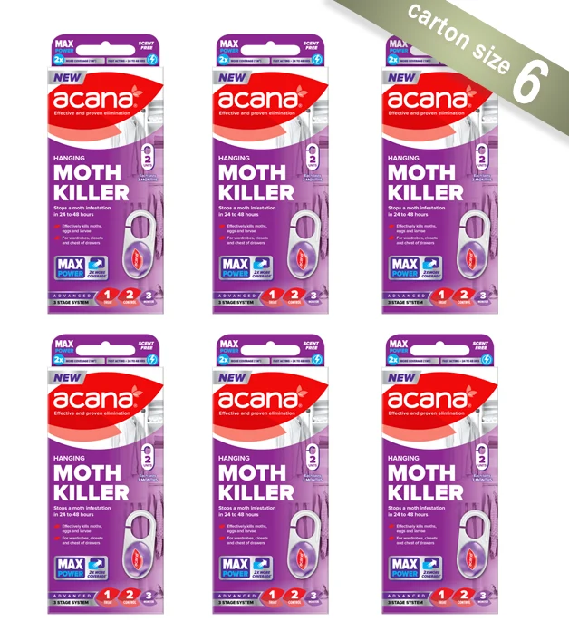 Acana Hanging Moth Killer For Wardrobes & Drawers 2/pk (Carton of 6 packs) - Trade