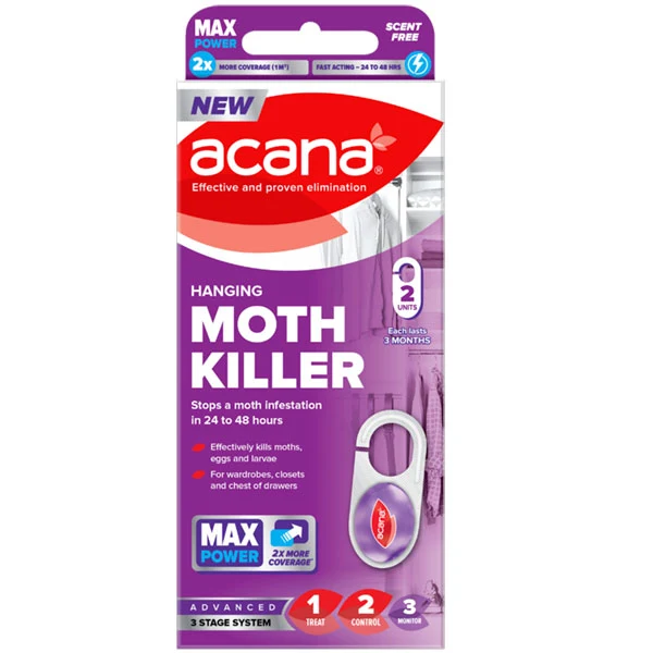 Acana Hanging Moth Killer For Wardrobes & Drawers 2/pk (Carton of 6 packs) - Trade