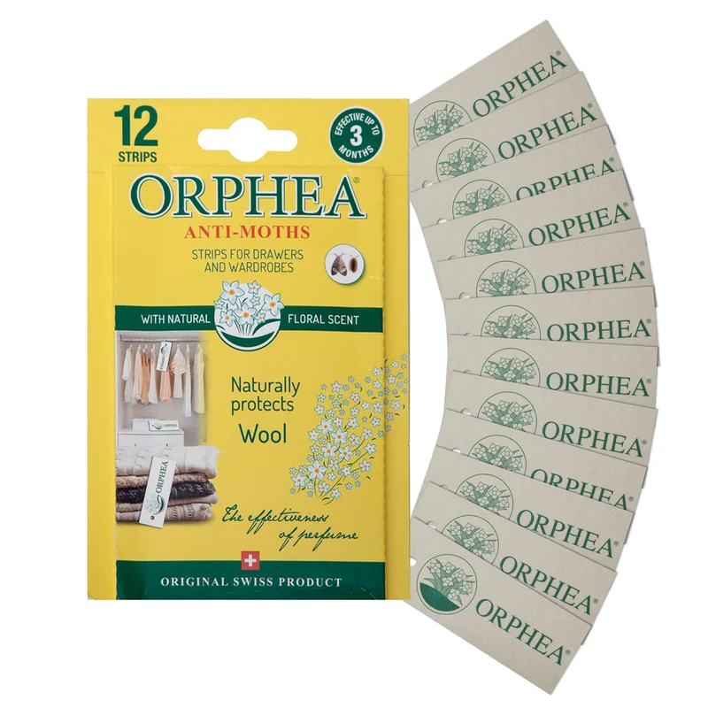 Orphea Anti Moth Strips for Wardrobes Drawers Shelves - Floral Scent (12/pack) - Trade