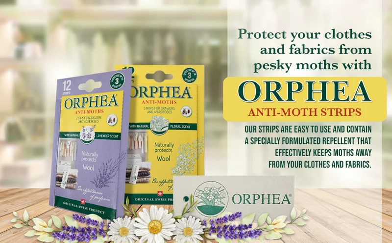 Orphea Anti Moth Strips - Moth Repellent for Wardrobes Drawers Shelves - Lavender Scent (12/pack) - Trade