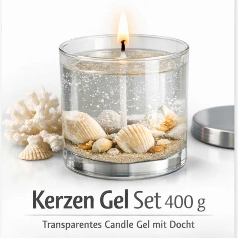 Kerzen Gel Set 400 g – transparentes Candle Gel mit Docht – DIY Kerzen selber machen – klares Gelwachs für kreative Dekokerzen & Geschenkideen