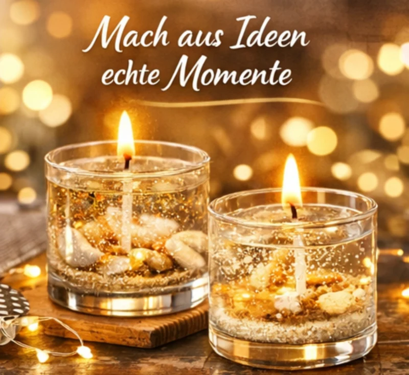 Kerzen Gel Set 400 g – transparentes Candle Gel mit Docht – DIY Kerzen selber machen – klares Gelwachs für kreative Dekokerzen & Geschenkideen