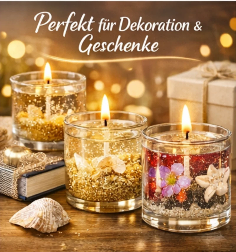 Kerzen Gel Set 400 g – transparentes Candle Gel mit Docht – DIY Kerzen selber machen – klares Gelwachs für kreative Dekokerzen & Geschenkideen