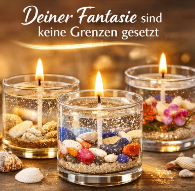 Kerzen Gel Set 400 g – transparentes Candle Gel mit Docht – DIY Kerzen selber machen – klares Gelwachs für kreative Dekokerzen & Geschenkideen