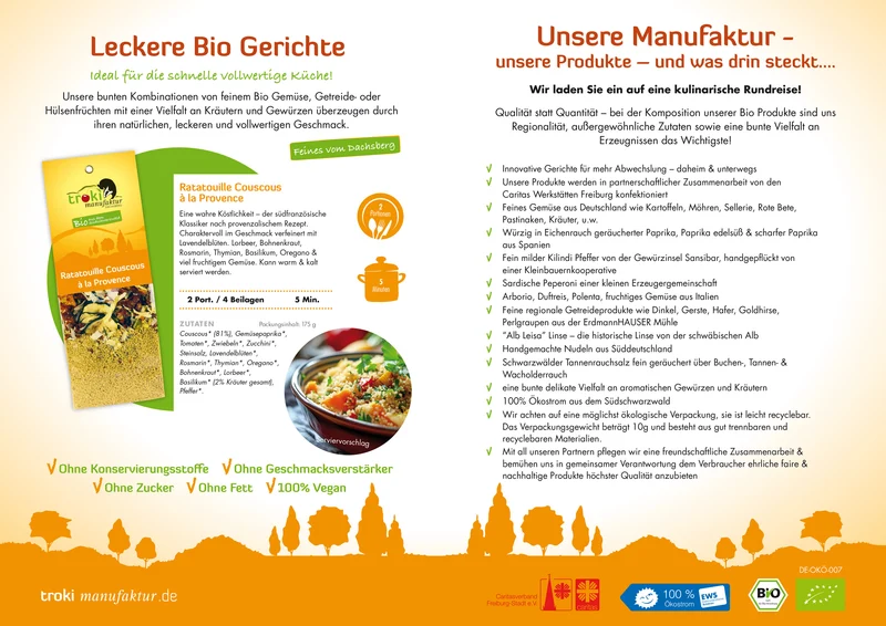 Sizilianischer Orangen-Couscous Bio – mit Oliven, Mandeln & Fenchel | 175g | 2 Portionen | Schnelle Zubereitung in 5 Min | Vegan & Bio | Warm & kalt servierbar