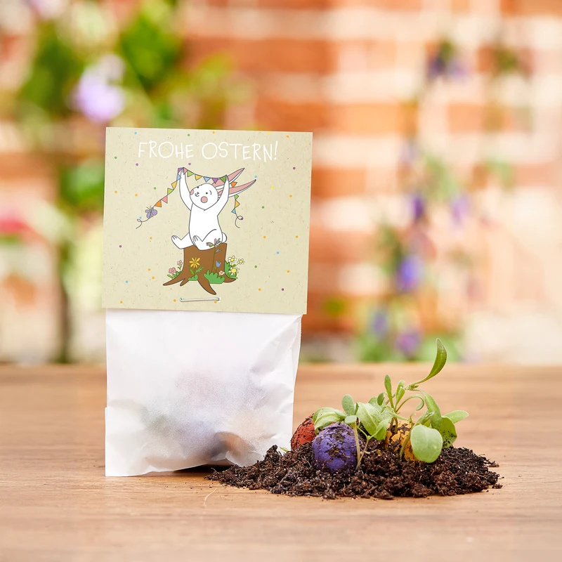 10x5 Blumenmurmeln im Tütchen "Osterhase"