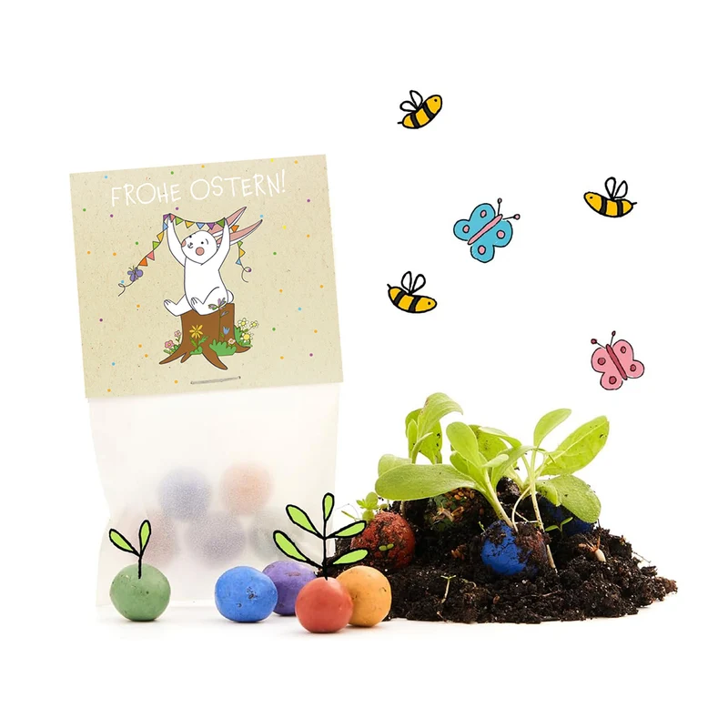 10x5 Blumenmurmeln im Tütchen "Osterhase"