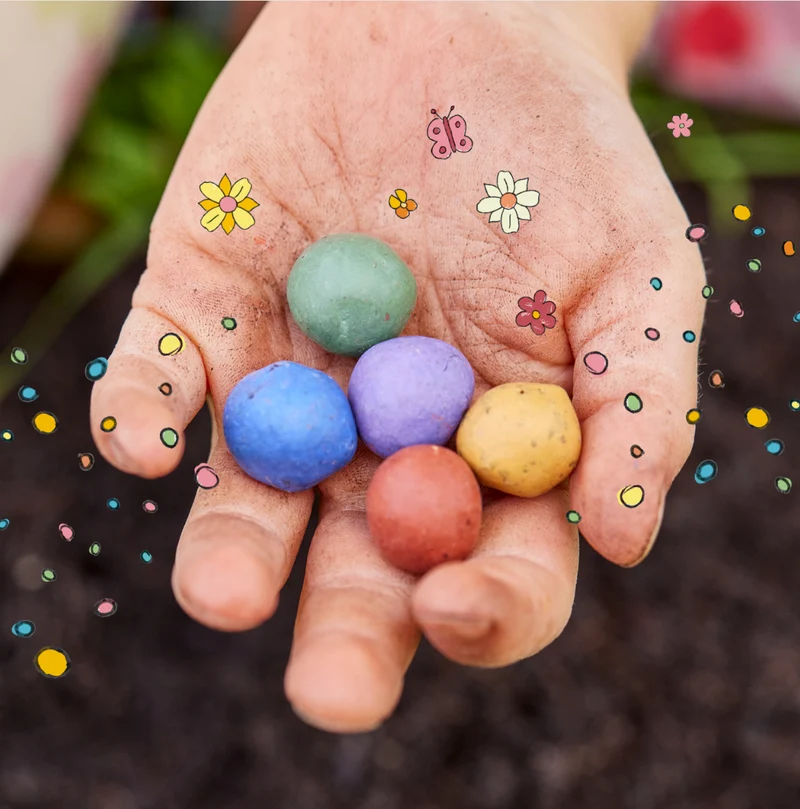 10x5 Blumenmurmeln im Tütchen "Osterhase"