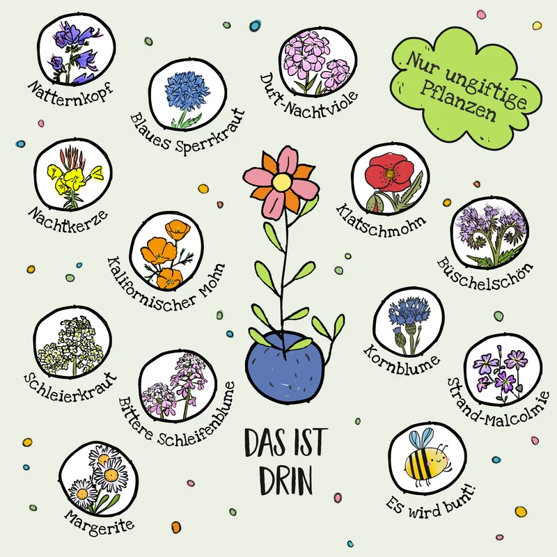 Dose mit 25 bunten Blumenmurmeln