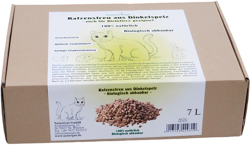 Katzenstreu aus Dinkelspelz-Pellets 7L Einstreu Nager Kleintiereinstreu