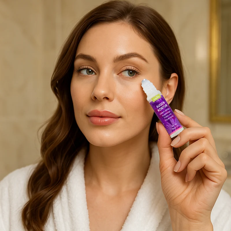 Augenkontur Roll-On 10 ml | Augenpflege gegen Augenringe, Tränensäcke & Fältchen | Mit Arganöl, Mandelöl, Q10 & Pflanzenextrakten | Roll-On für die empfindliche Augenpartie