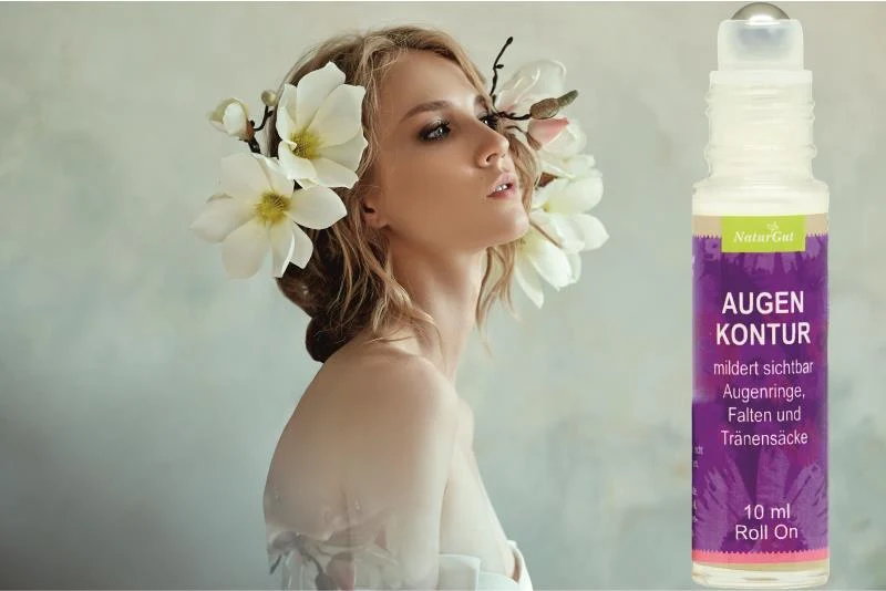 Augenkontur Roll-On 10 ml | Augenpflege gegen Augenringe, Tränensäcke & Fältchen | Mit Arganöl, Mandelöl, Q10 & Pflanzenextrakten | Roll-On für die empfindliche Augenpartie